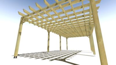 Pergola bois - 9m x 4m - indépendante - style retro - livraison comprise