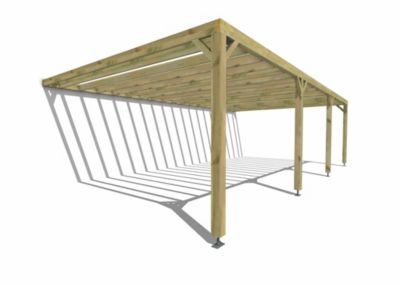 Pergola bois - 9m x 5m - adossée - sens profondeur - livraison comprise