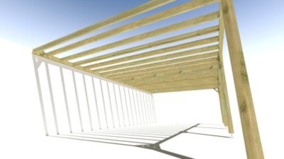 Pergola bois - 9m x 5m - adossée - sens profondeur - livraison comprise