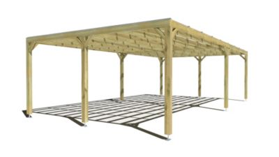 Pergola bois - 9m x 5m - indépendante - sens largeur - couverture étanche transparente incluse - livraison comprise