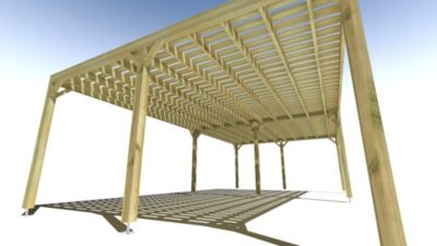 Pergola bois - 9m x 5m - indépendante - sens largeur - platelage bois - livraison comprise