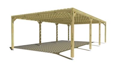 Pergola bois - 9m x 5m - indépendante - sens profondeur - platelage bois - livraison comprise