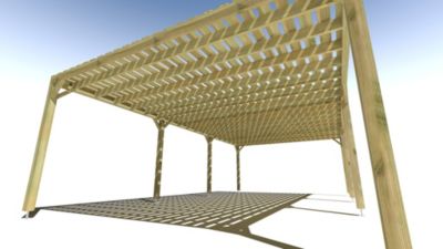 Pergola bois - 9m x 5m - indépendante - sens profondeur - platelage bois - livraison comprise