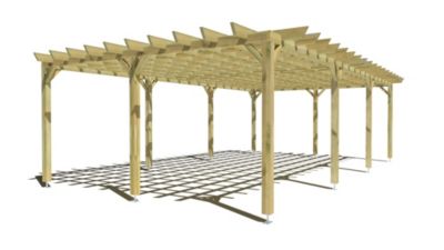 Pergola bois - 9m x 5m - indépendante - style retro - livraison comprise