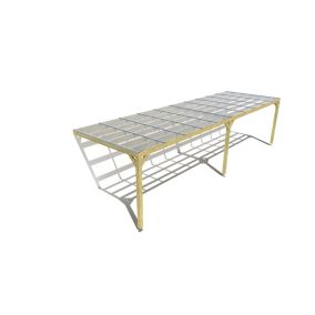 Pergola bois labellisée FSC, 10m x 3m, adossée, sens largeur, couverture étanche transparente incluse.