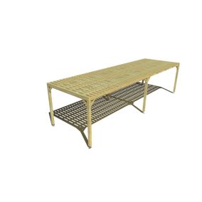 Pergola bois labellisée FSC, 10m x 3m, indépendante, sens largeur, platelage bois.