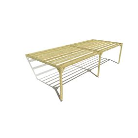 Pergola bois labellisée FSC, 10m x 4m, adossée, sens largeur.