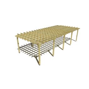 Pergola bois labellisée FSC, 10m x 4m, indépendante, style retro.