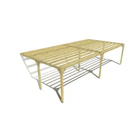 Pergola bois labellisée FSC, 10m x 5m, adossée, sens largeur.