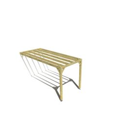 Pergola bois labellisée FSC, 2m x 5m, adossée, sens profondeur.