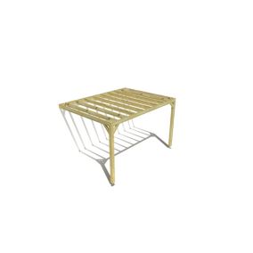 Pergola bois labellisée FSC, 4m x 3m, adossée, sens profondeur.