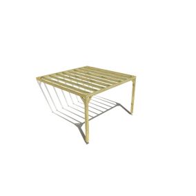 Pergola bois labellisée FSC, 4m x 4m, adossée, sens profondeur.