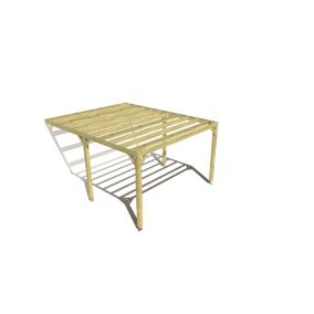 Pergola bois labellisée FSC, 4m x 5m, adossée, sens largeur.