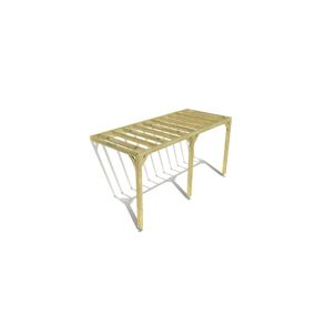 Pergola bois labellisée FSC, 5m x 2m, adossée, sens profondeur.