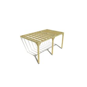 Pergola bois labellisée FSC, 5m x 3m, adossée, sens profondeur.