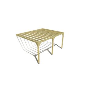 Pergola bois labellisée FSC, 5m x 4m, adossée, sens profondeur.