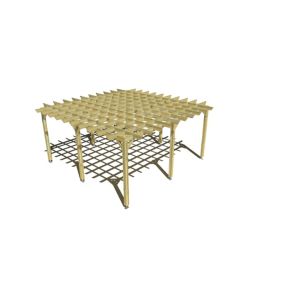 Pergola bois labellisée FSC, 5m x 5m, indépendante, style retro.