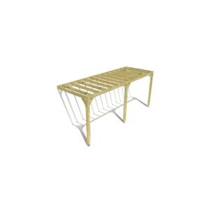 Pergola bois labellisée FSC, 6m x 2m, adossée, sens profondeur.