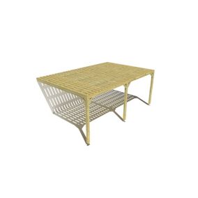 Pergola bois labellisée FSC, 6m x 4m, adossée, sens largeur, platelage bois.