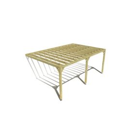 Pergola bois labellisée FSC, 6m x 4m, adossée, sens profondeur.