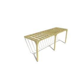 Pergola bois labellisée FSC, 7m x 2m, adossée, sens profondeur.