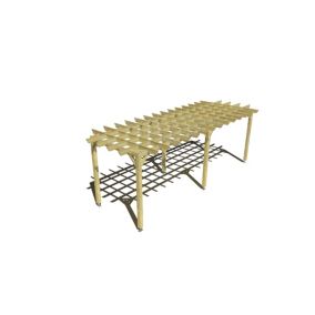 Pergola bois labellisée FSC, 7m x 2m, indépendante, style retro.