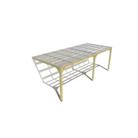 Pergola bois labellisée FSC, 7m x 3m, adossée, sens largeur, couverture étanche transparente incluse.