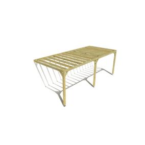 Pergola bois labellisée FSC, 7m x 3m, adossée, sens profondeur.