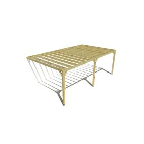 Pergola bois labellisée FSC, 7m x 4m, adossée, sens profondeur.