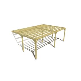 Pergola bois labellisée FSC, 7m x 5m, adossée, sens largeur.