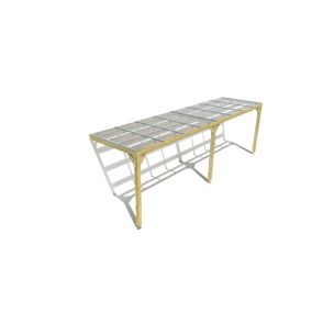 Pergola bois labellisée FSC, 8m x 2m, adossée, sens largeur, couverture étanche transparente incluse.