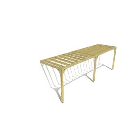 Pergola bois labellisée FSC, 8m x 2m, adossée, sens profondeur.