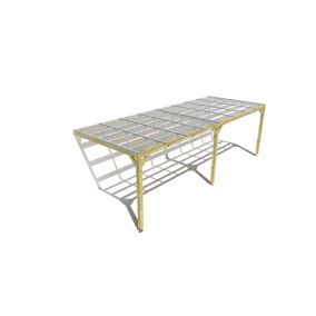 Pergola bois labellisée FSC, 8m x 3m, adossée, sens largeur, couverture étanche transparente incluse.