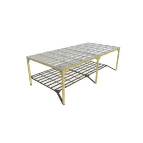 Pergola bois labellisée FSC, 8m x 4m, indépendante, sens largeur, couverture étanche transparente incluse.