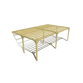 Pergola bois labellisée FSC, 8m x 5m, adossée, sens largeur.