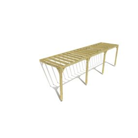 Pergola bois labellisée FSC, 9m x 2m, adossée, sens profondeur.