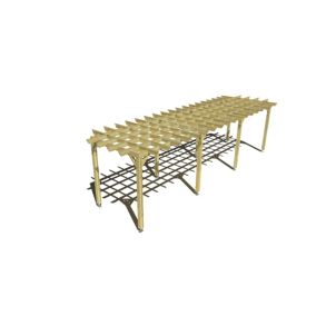 Pergola bois labellisée FSC, 9m x 2m, indépendante, style retro.