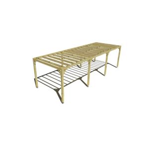 Pergola bois labellisée FSC, 9m x 3m, indépendante, sens profondeur.