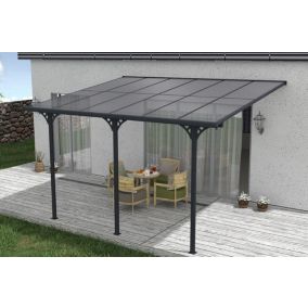 Pergola/Carport adossé 12m² KLEO 4x3m aluminium gris