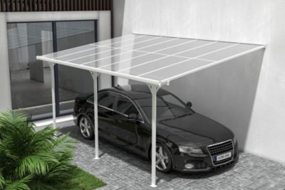 Pergola/Carport adossé 13,5m² KLEO 4,5x3m aluminium blanc