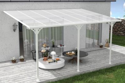 Pergola/Carport adossé 13,5m² KLEO 4,5x3m aluminium blanc