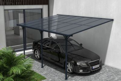 Pergola/Carport adossé 13,5m² KLEO 4,5x3m aluminium gris