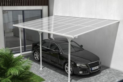 Pergola/Carport adossé 15m² KLEO 5x3m aluminium blanc