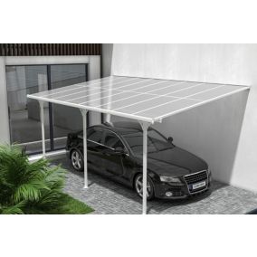 Pergola/Carport adossé 15m² KLEO 5x3m aluminium blanc