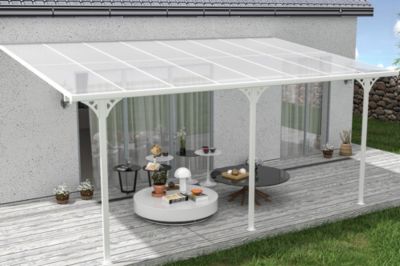 Pergola/Carport adossé 15m² KLEO 5x3m aluminium blanc