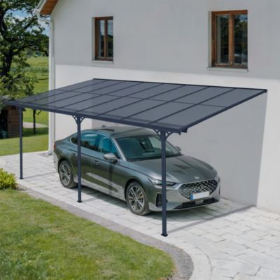 Pergola/Carport adossé 15m² KLEO 5x3m aluminium gris
