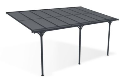 Pergola/Carport adossé 15m² KLEO 5x3m aluminium gris