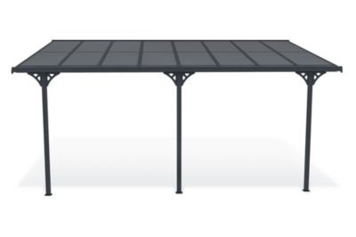 Pergola/Carport adossé 15m² KLEO 5x3m aluminium gris