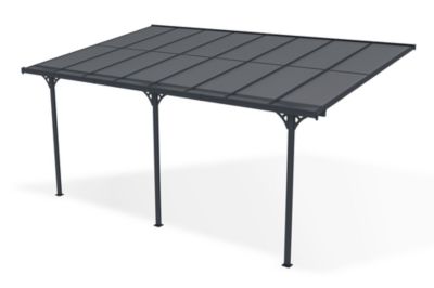Pergola/Carport adossé 15m² KLEO 5x3m aluminium gris