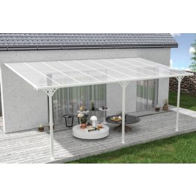 Pergola/ Carport adossé 16,5m² KLEO 5,5x3m aluminium blanc